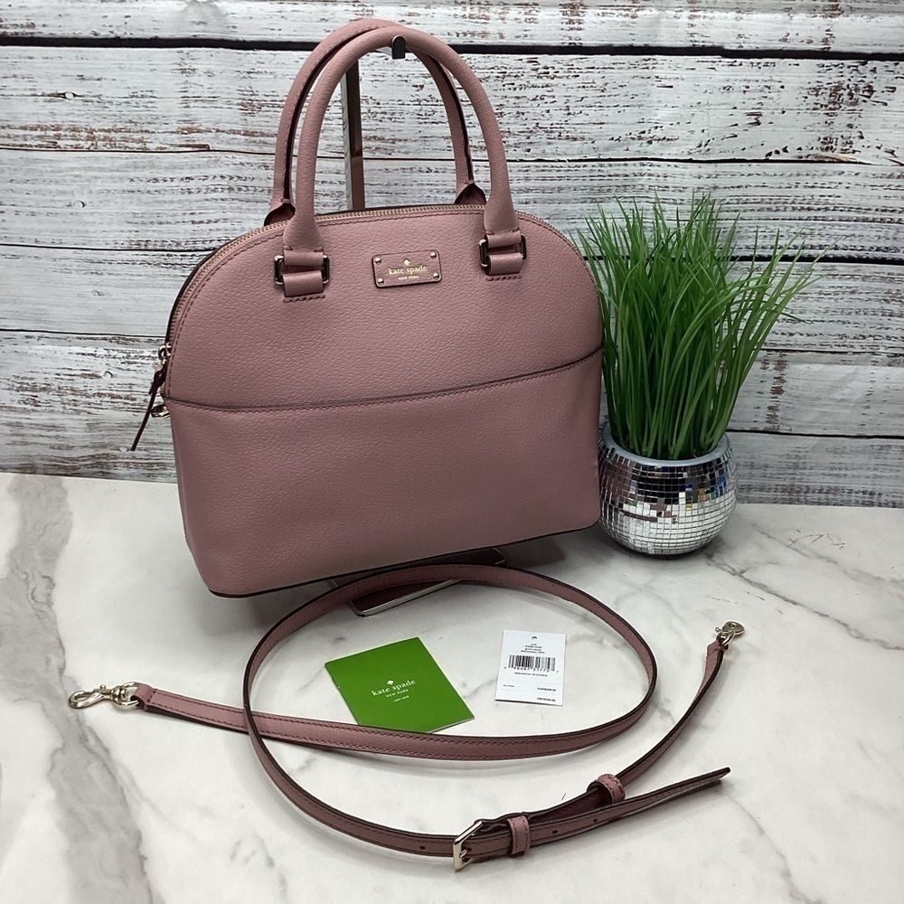 KATE SPADE SATCHEL SUMMER BAG PINK DUSTY PEONY HANDBAG GROVE STREET CARLY PURSE - Picture 5 of 14